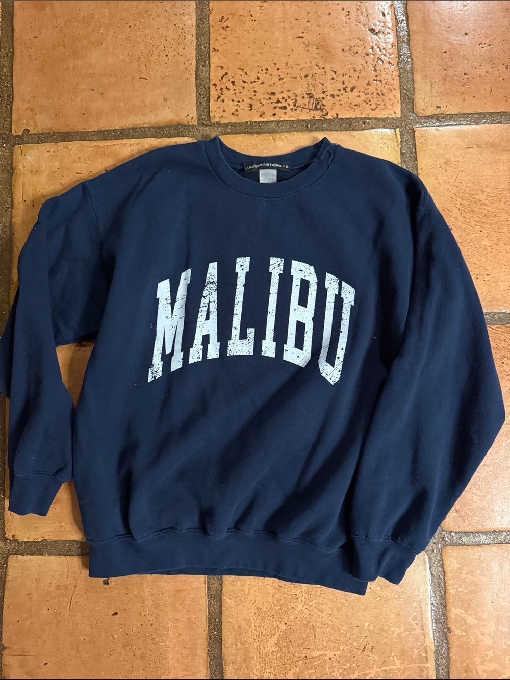 Distressed Malibu Crewneck Sweatshirt - Navy